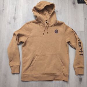 Carhartt Hoodie Womens Size Medium (8-10) Relaxed Long Sleeve Logo On Sleeve